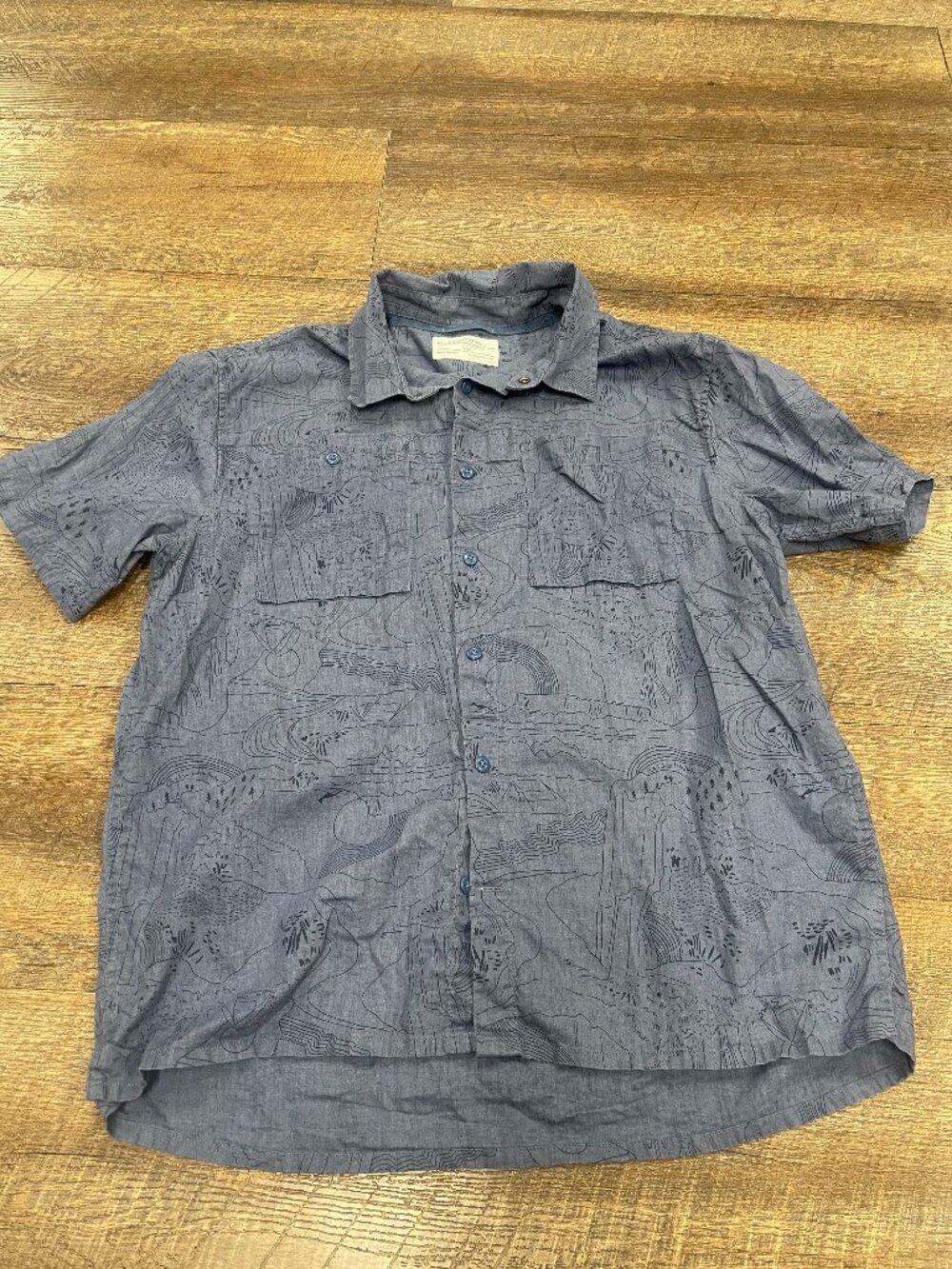 REI Co-op Hemp Organic Cotton Scenic Button Up Shirt Large